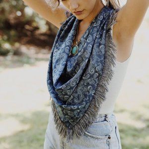 Paisley Triange Fringed Bandana Scarf